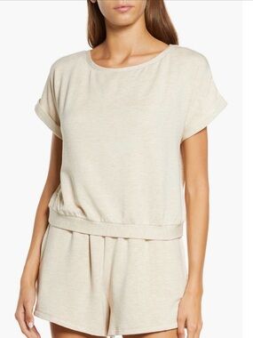 Eberjey softest short sleeve Cream Pajama Top